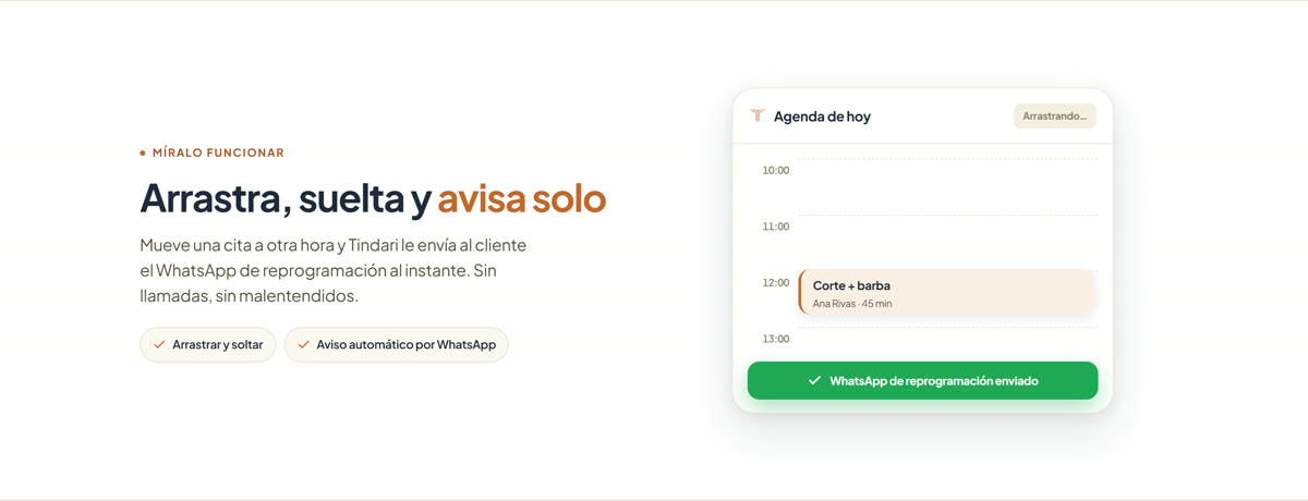 Agenda de Tindari con avisos automáticos